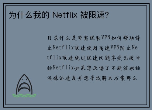 为什么我的 Netflix 被限速？